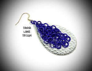 234-A/L Purple Chain on Shiny Silver Leather Teardrop Backing