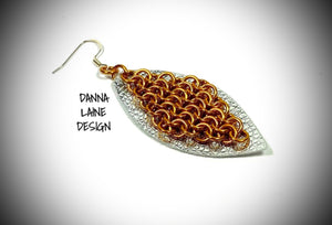 237-A/FL Orange Chain on Shiny Silver Faux Leather Leaf Backing