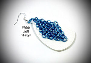 247-A/L Turquoise Chain on White Leather Teardrop Backing