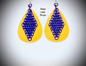 266-A/L Purple Chain on Gold/Yellow Leather Teardrop Backing