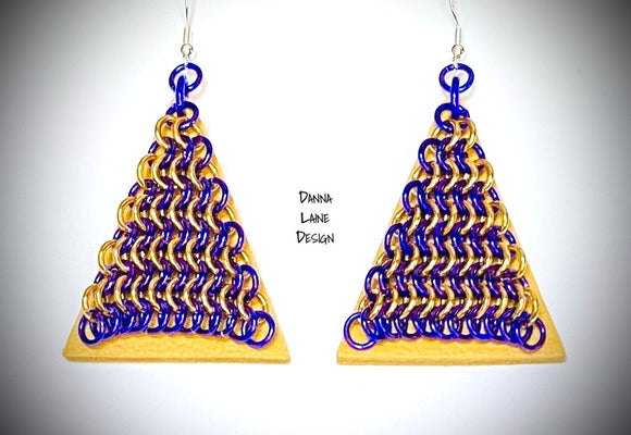 268-A/L Purple/Gold Chain on Gold/Yellow Leather Triangle Backing