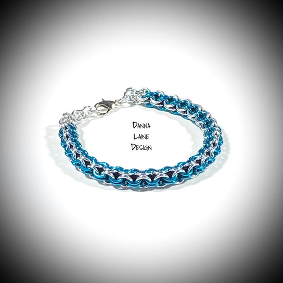 420-A/L Silver and Turquoise Inverted Round Chain Essential Oil Bracelet