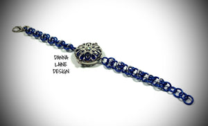 82014-A/S Blue and Silver Essential Oil Pendant Bracelet