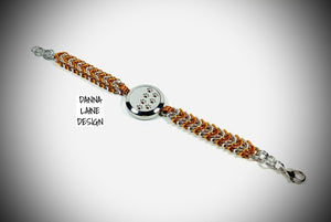 82023-A/S Silver and Orange Box Chain Paw Print Essential Oil Bracelet