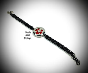 8206-A/S Black Essential Oil Pendant Bracelet