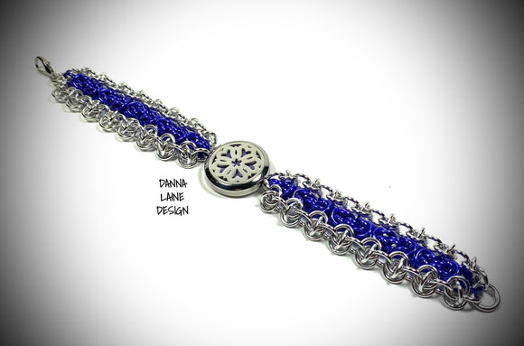 82016-A/S Purple and Silver Essential Oil Pendant Bracelet